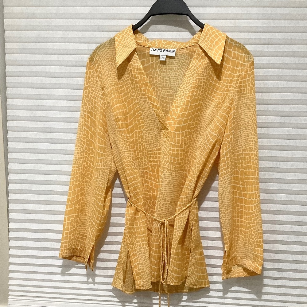 David Ramin snake skin belted blouse